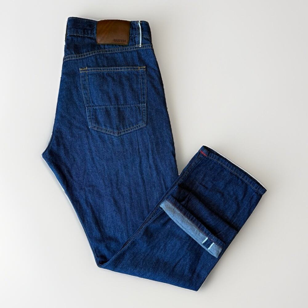 Gustin Japan Featherweight Jeans 32 Blue Dark Wash Selvedge Slim Fit Made in USA
